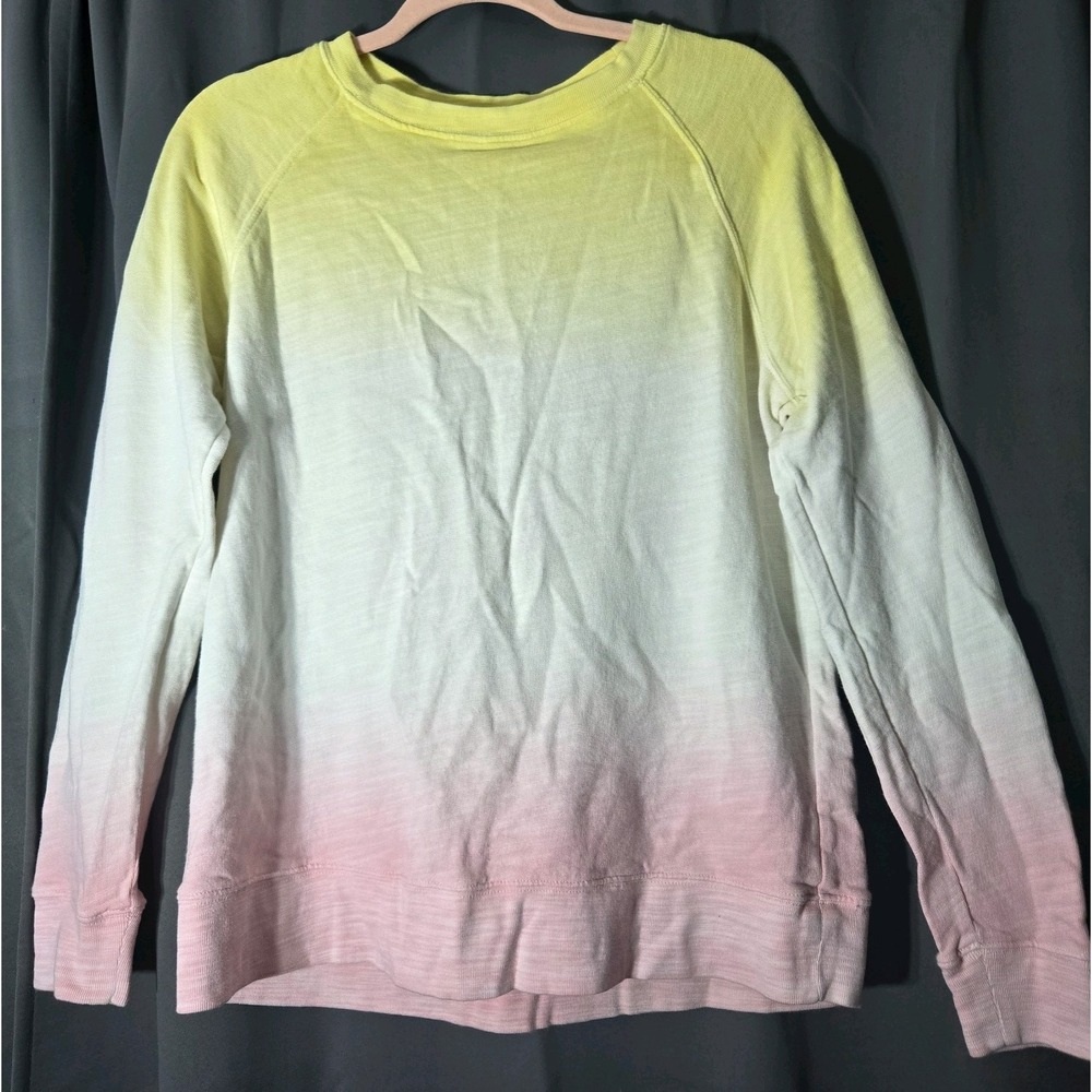 Crown And Ivy Ombre Yellow, White , Pink Crew Neck Long Sleeve Sweater